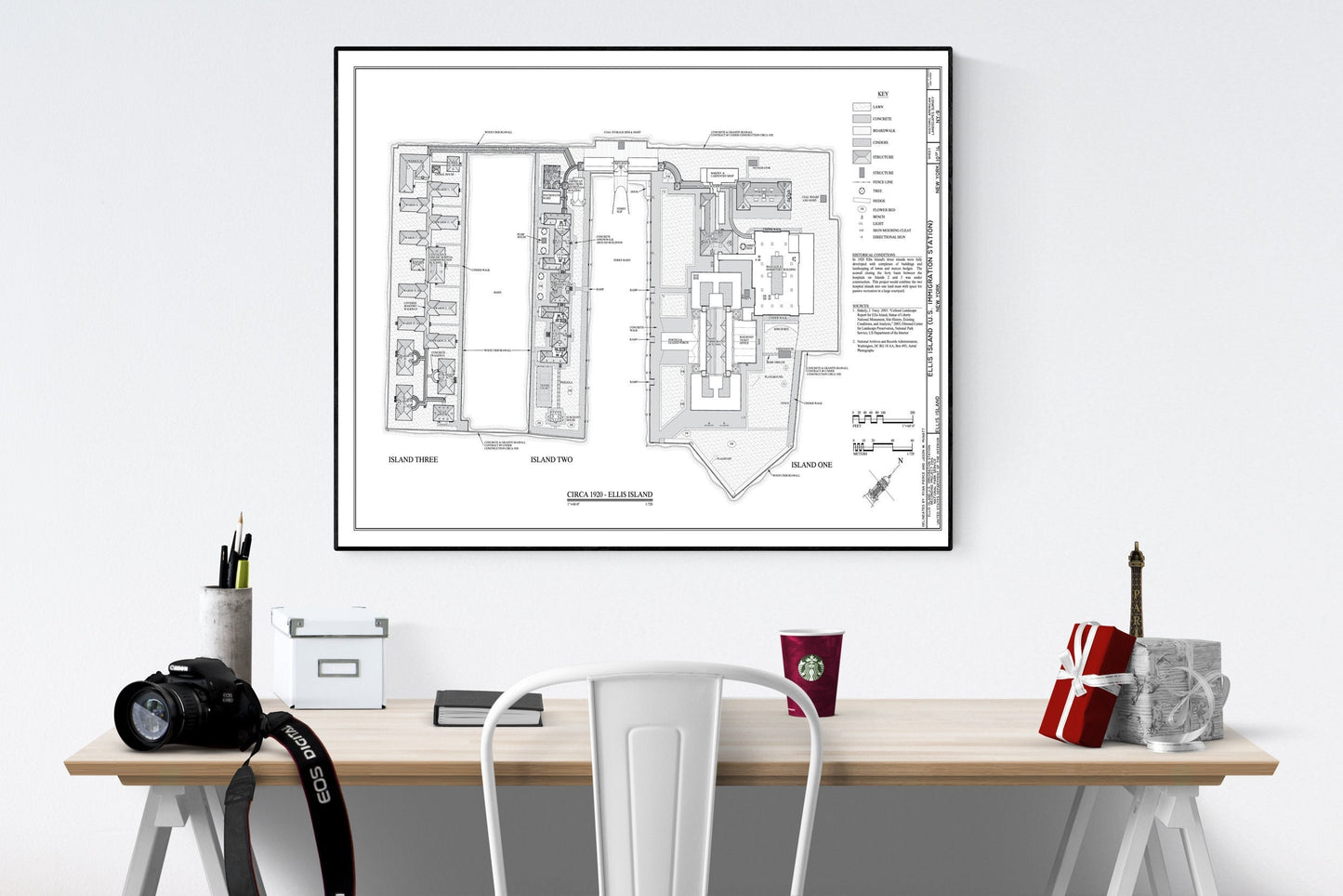 Ellis Island | Immigration | New York City | Blueprints | Art Print
