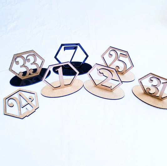 Table Numbers with Stands | Oval Base | Made of Wood | Requires Painting