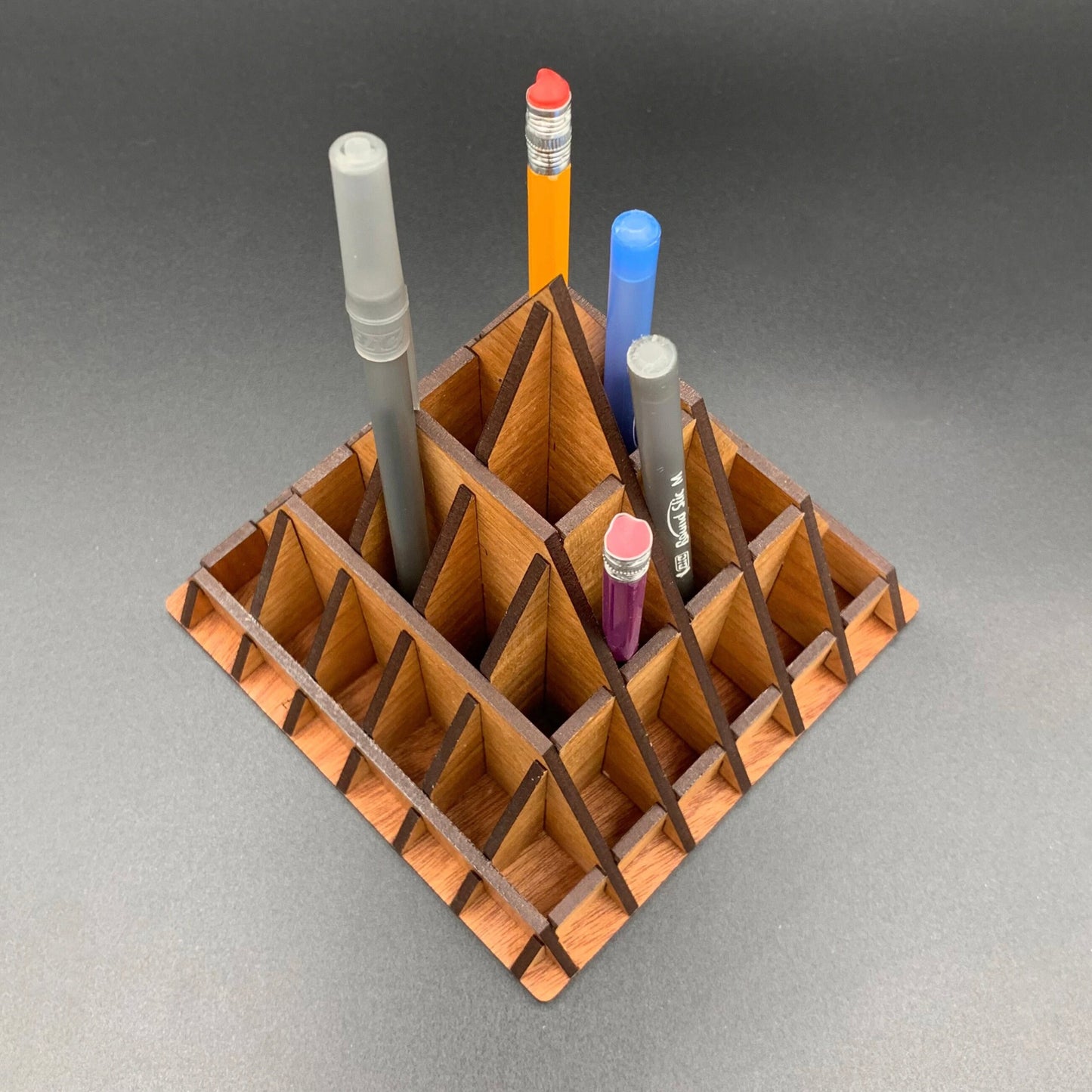 Pyramid Pen & Pencil Holder | Completed Size: 5.5 x 5.5 x 5.5 inch | Assembly Required