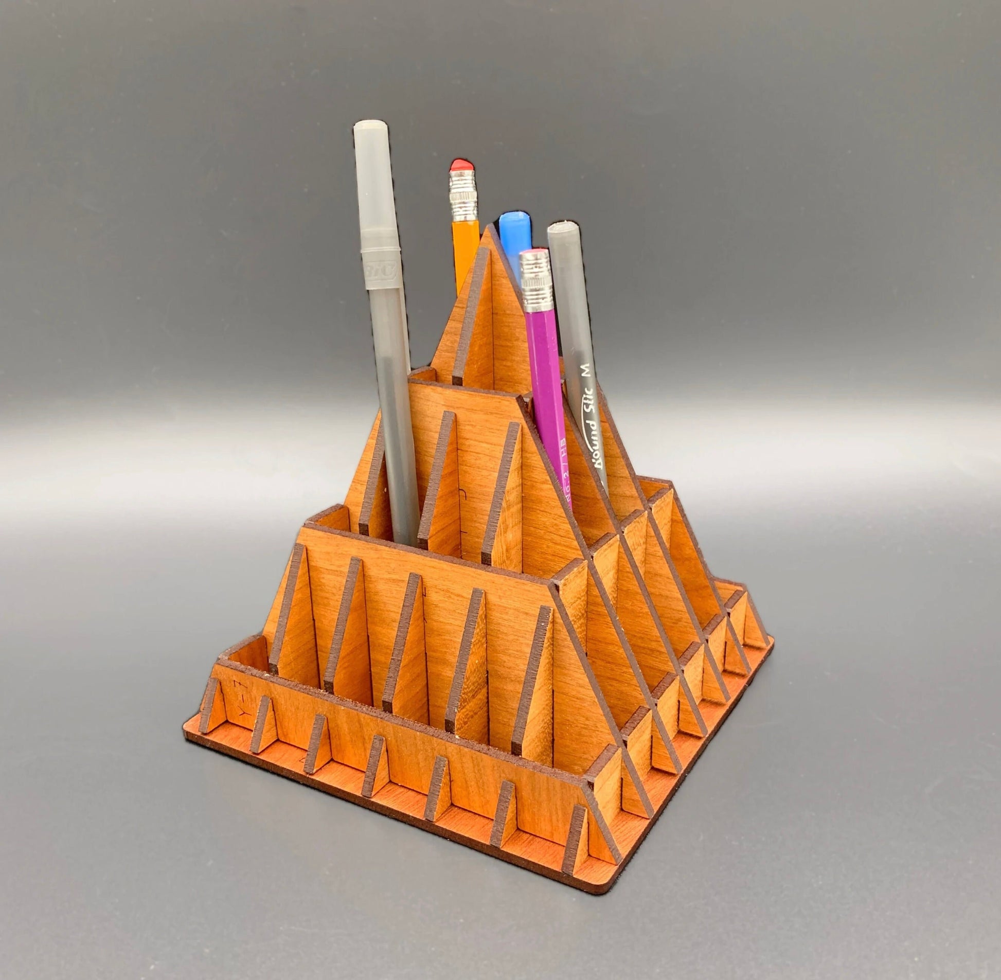 Pyramid Pen & Pencil Holder | Completed Size: 5.5 x 5.5 x 5.5 inch | Assembly Required