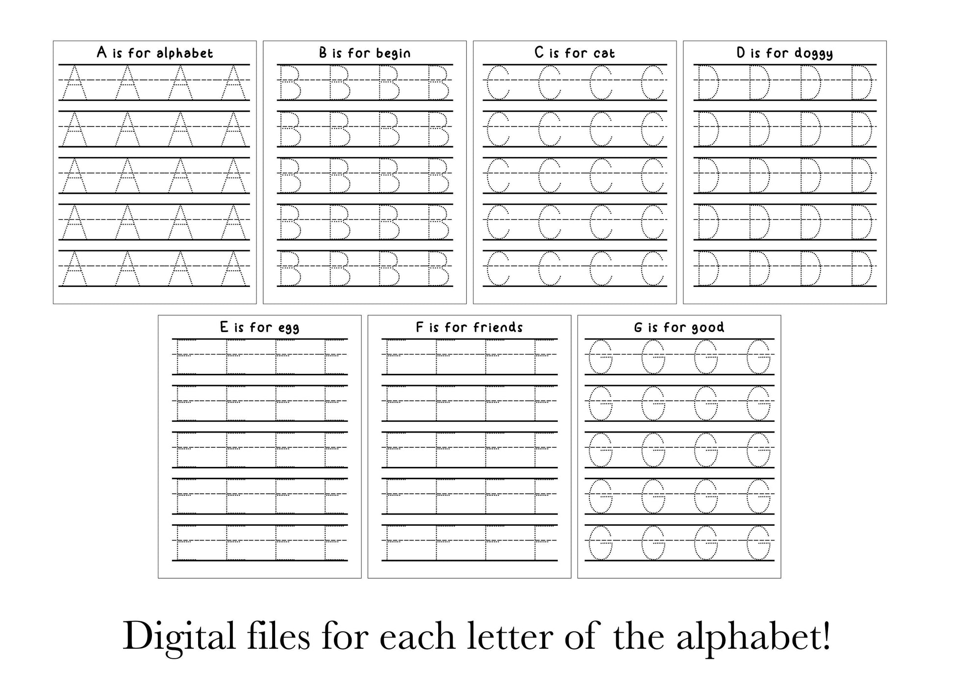 Digital Download | Alphabet Bundle Set of 26 | Primary Letter | Practice Writing Alphabet | Single Page PDF File | Print As Many As You Need