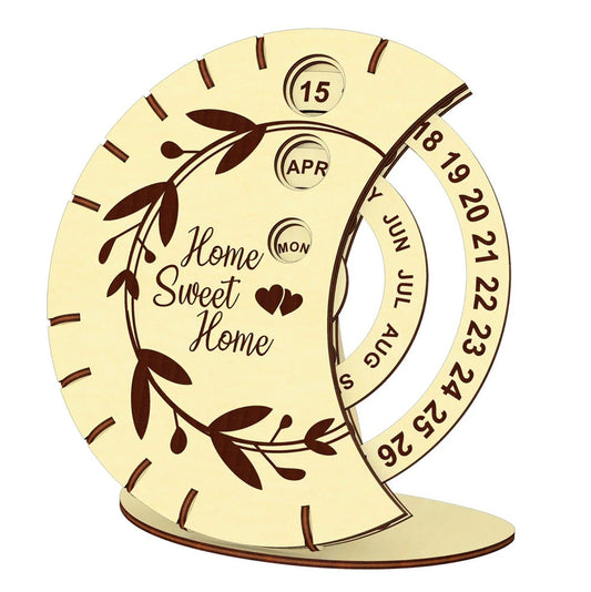 Home Sweet Home Rotary Calendar | Wooden Decor | Completed Size: 4.5 x 7.29 x 7.83 in | Assembly & Painted Required