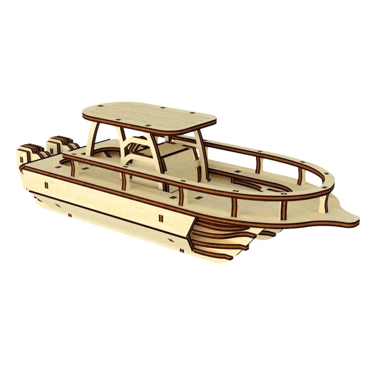 Twin Engine Boat Scale Model Kit | Completed Size: 3.33 x 12.42 x 2.71 in | Paint & Assembly Required