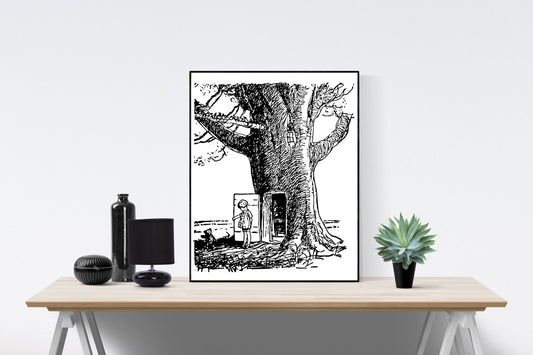 Winnie the Pooh | Visiting Christopher Robin | AA Milne | Original Illustrations | Art Print