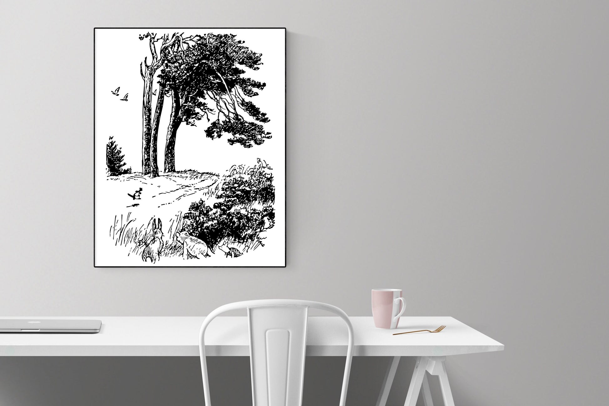Winnie the Pooh | Piglet | Rabbit | Kanga | AA Milne | Original Illustrations | Art Print
