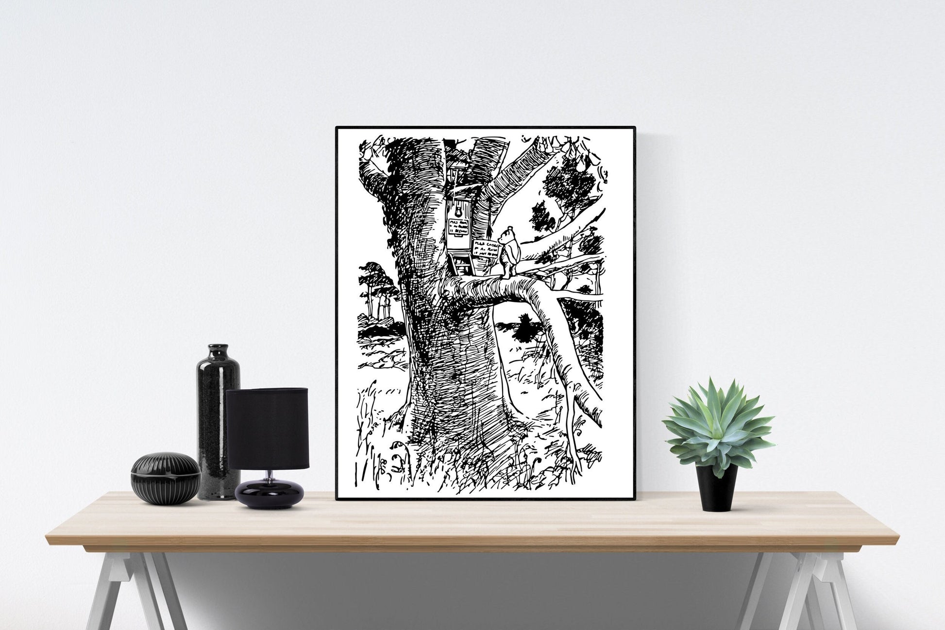 Winnie the Pooh | Visiting Owl's Home | AA Milne | Original Illustrations | Art Print