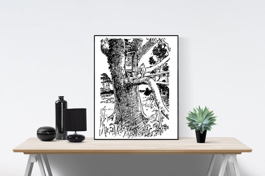 Winnie the Pooh | Visiting Owl's Home | AA Milne | Original Illustrations | Art Print