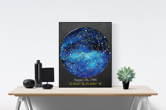 Personalized Gift | Custom Night Time View Of The Constellations Around Important Events In Your Life | Art Print