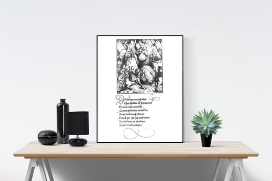Mountain Landslide With Three Riders | 16th Century German Poem | Illustration Artwork | Climate Change | Vintage Art Print