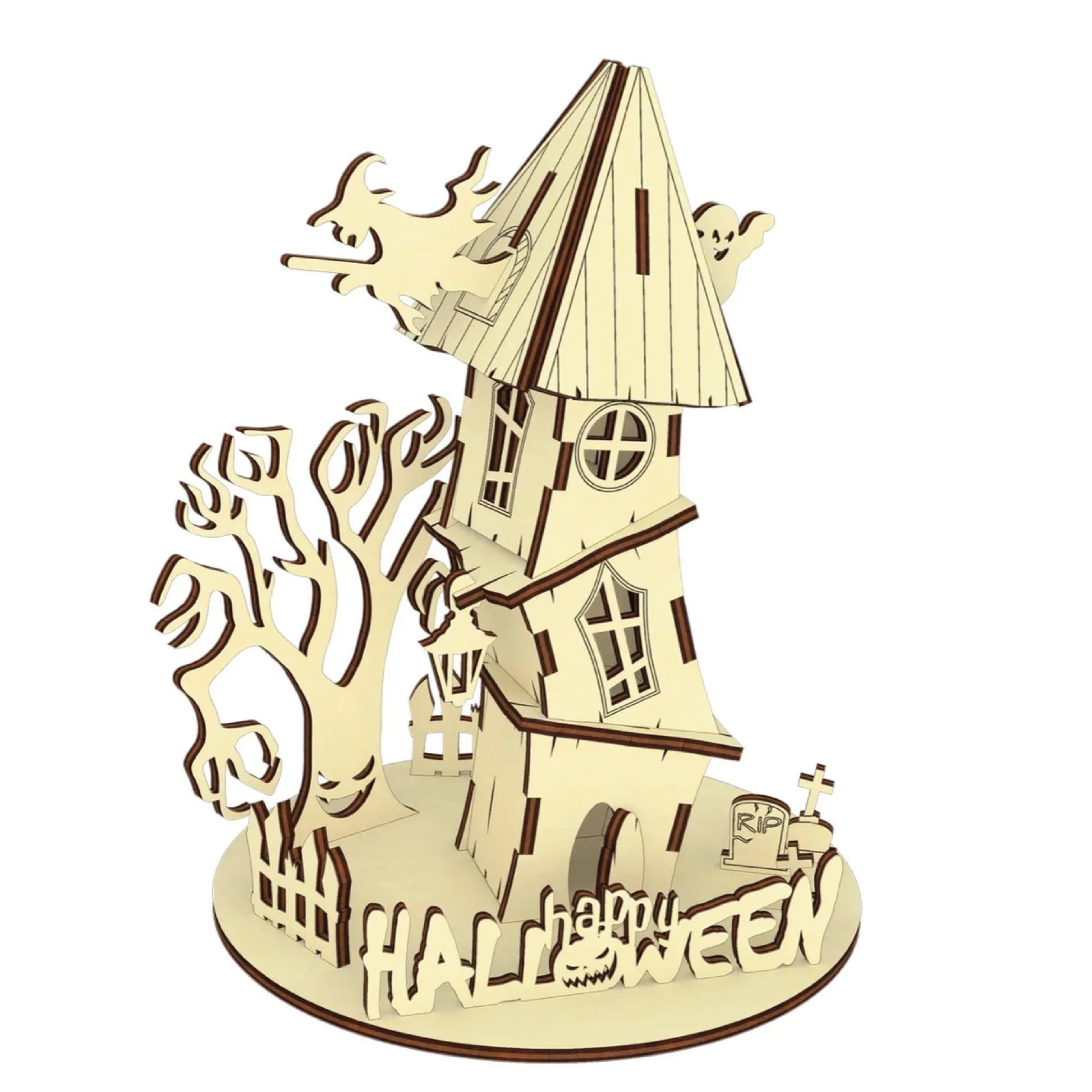 Halloween House with Spooky Trees and Witches | Assembly And Painting Required