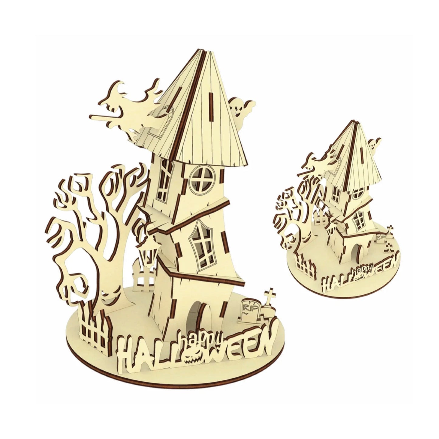 Halloween House with Spooky Trees and Witches | Assembly And Painting Required