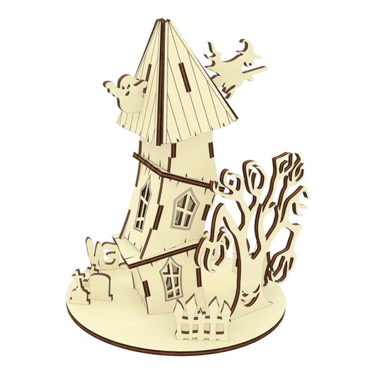 Halloween House with Spooky Trees and Witches | Assembly And Painting Required