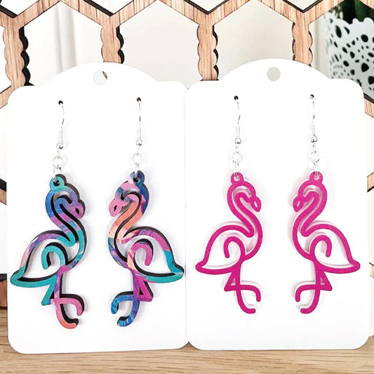 Cute Flamingo Dangle Earring | Bird | Requires Painting