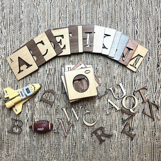 My English Alphabet Stencils Or Flashcards | Montessori | Early Education | Learning Alphabet | Spelling Toys | Burlap Bag Game