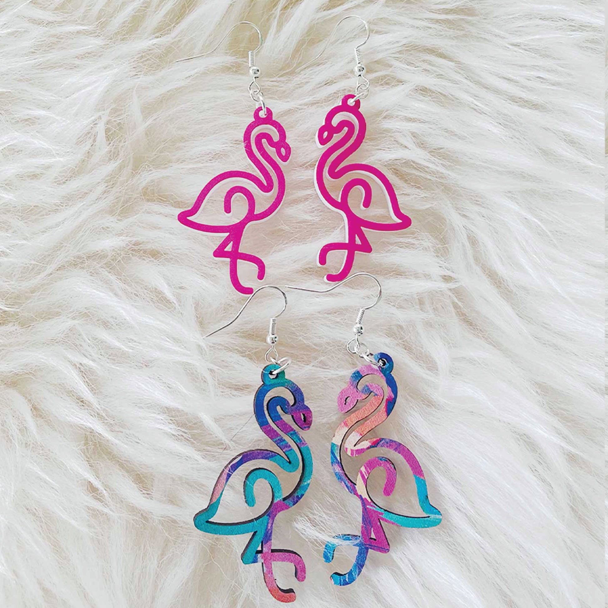 Cute Flamingo Dangle Earring | Bird | Requires Painting