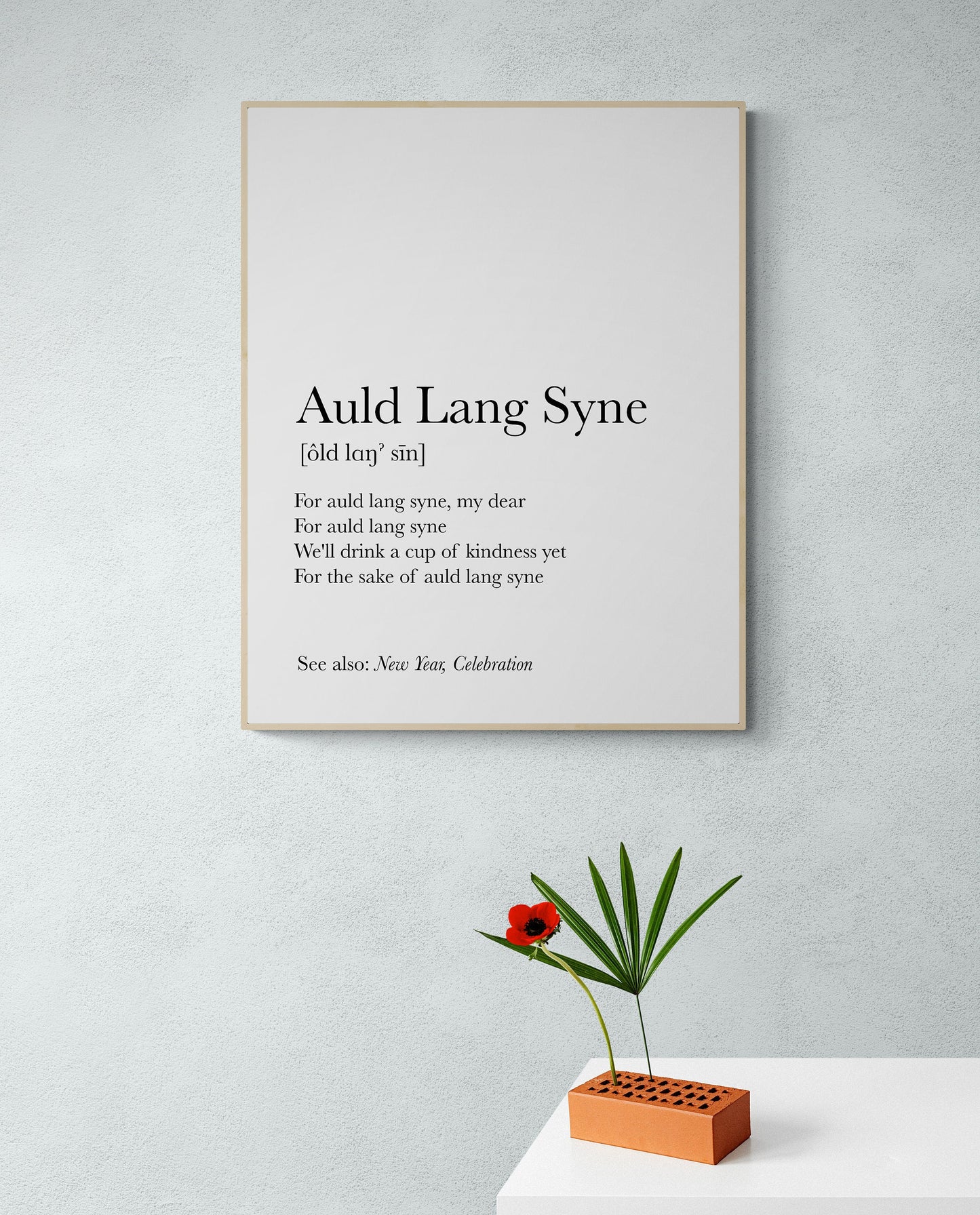 Auld Lang Syne Definition | New Year's Eve Celebration | Christmas Lyrics | Music Art Print