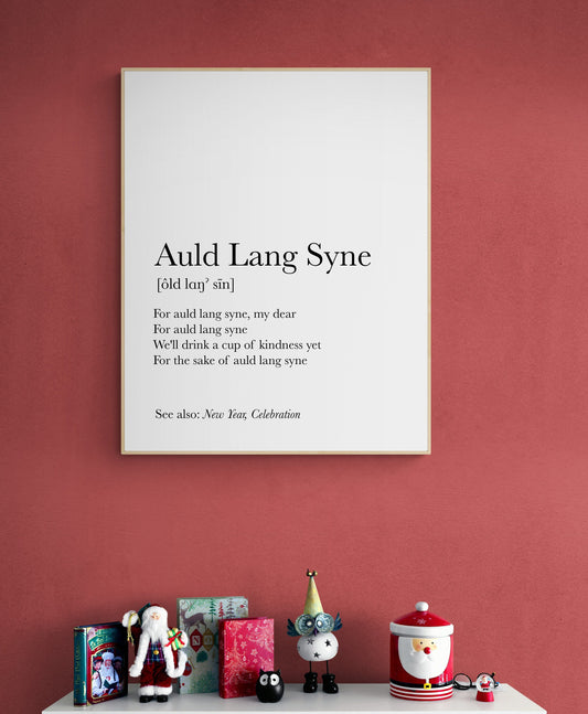 Auld Lang Syne Definition | New Year's Eve Celebration | Christmas Lyrics | Music Art Print