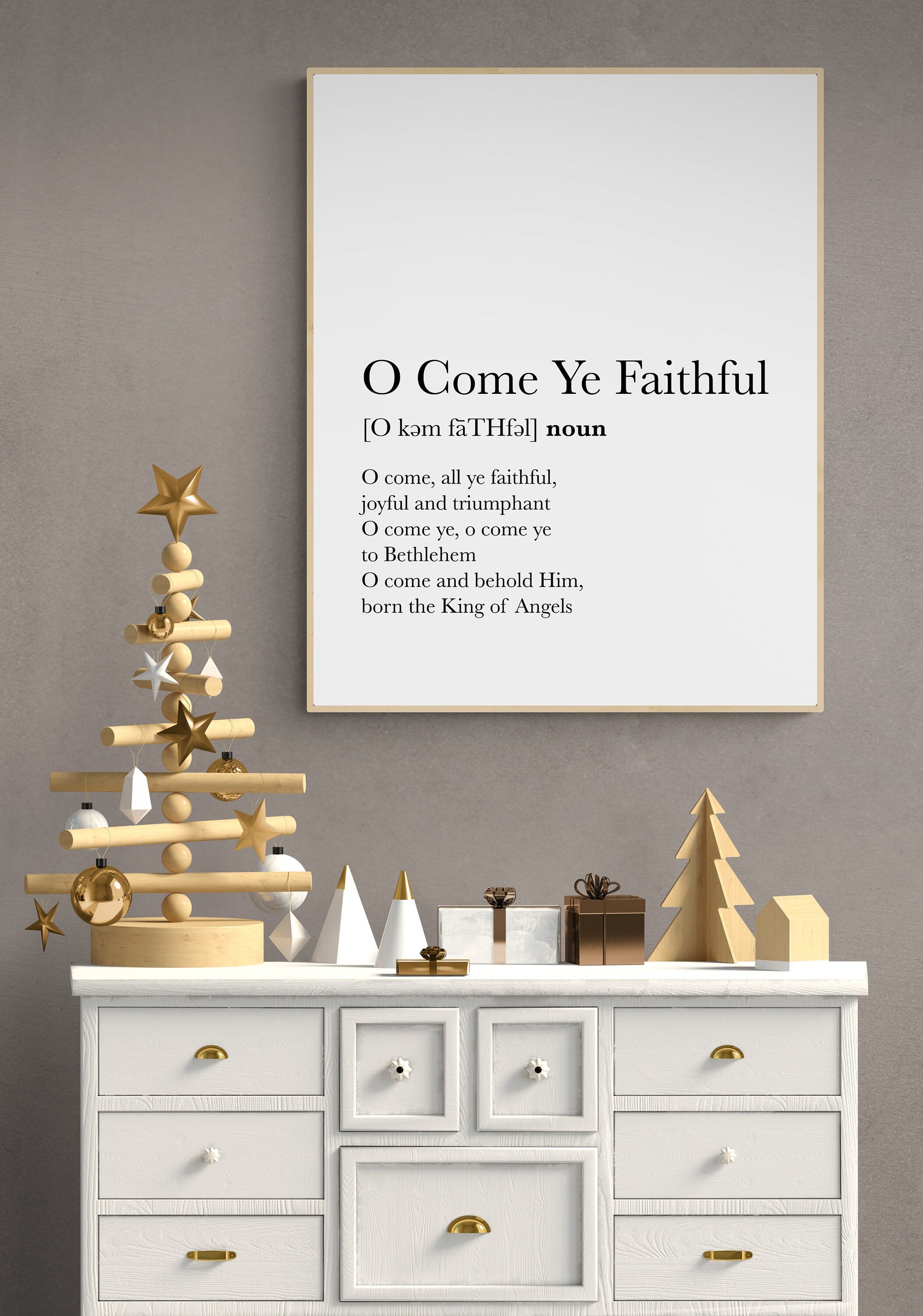 O Come All Ye Faithful | Definition Typography | Classic Christmas Lyrics | Music Art Print