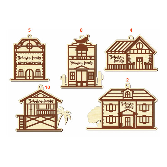 Personalized Family House Ornaments | Santa Claus | Home | Gift | Present Tag | Christmas Tree Ornament