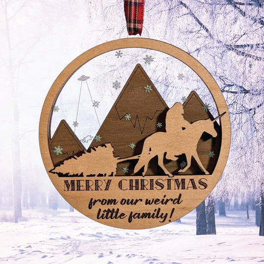 Mystical Mountain With Bigfoot Riding a Unicorn | DIY Paint | Gift | Present Tag | Christmas Tree Ornament