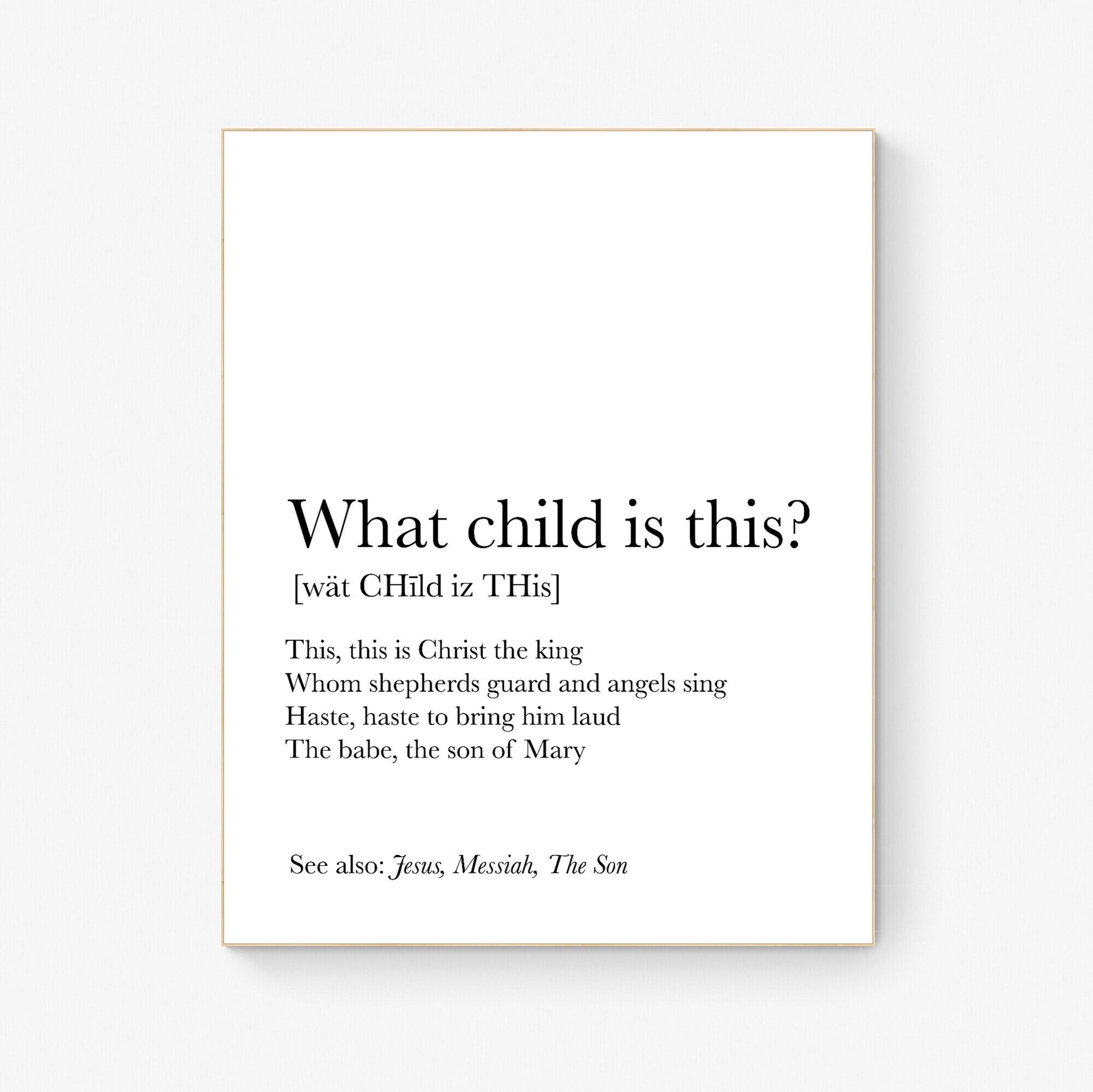What Child Is This Definition | Worship | Christmas Lyrics | Gospel Hymn | Christian Music Art Print