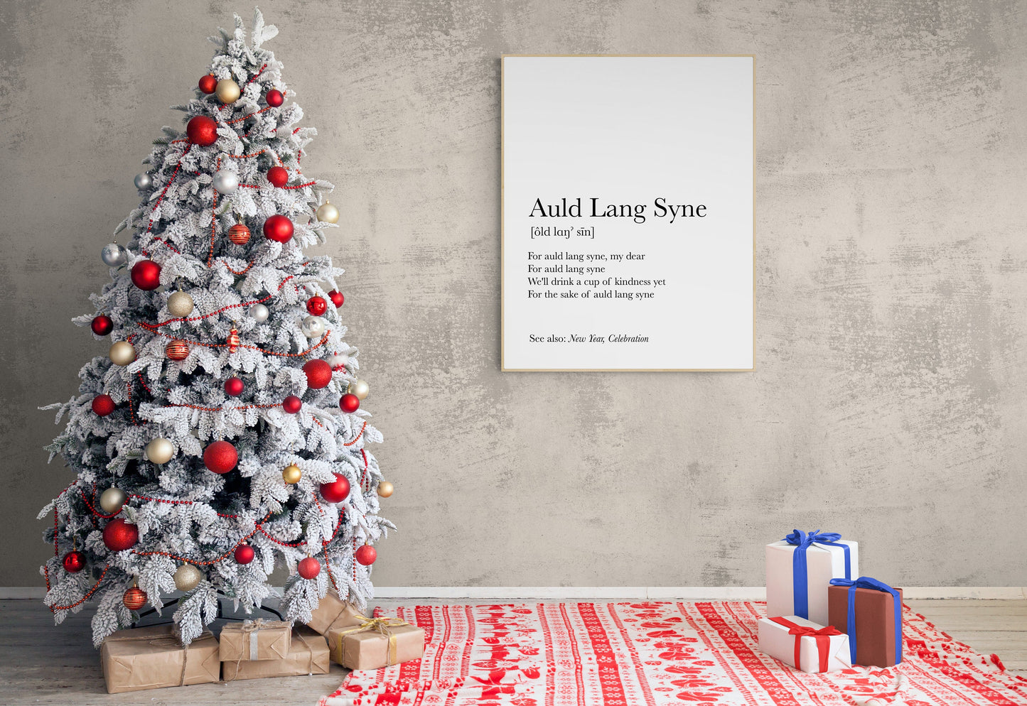Auld Lang Syne Definition | New Year's Eve Celebration | Christmas Lyrics | Music Art Print