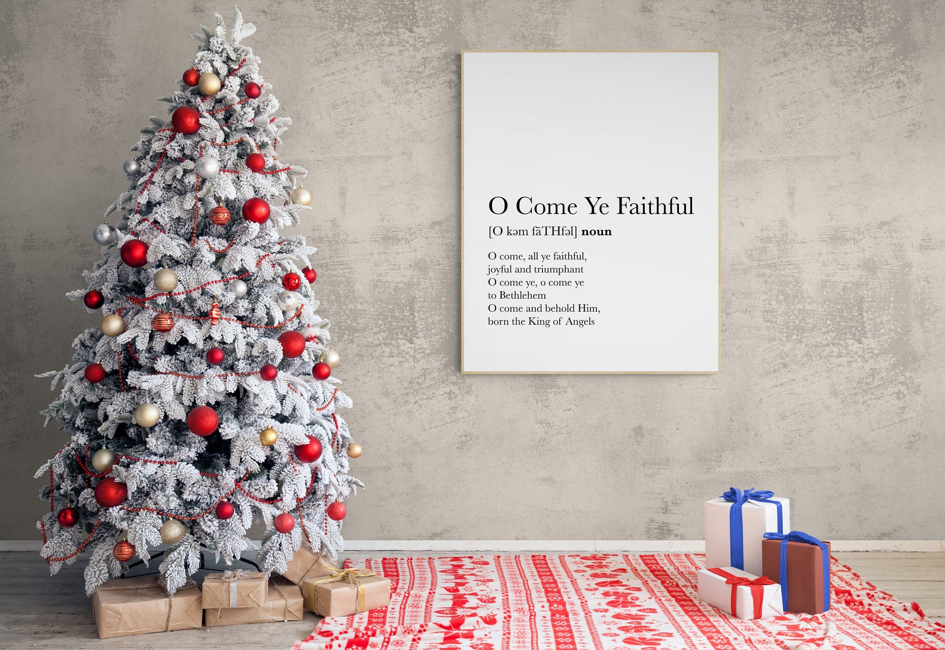 O Come All Ye Faithful | Definition Typography | Classic Christmas Lyrics | Music Art Print