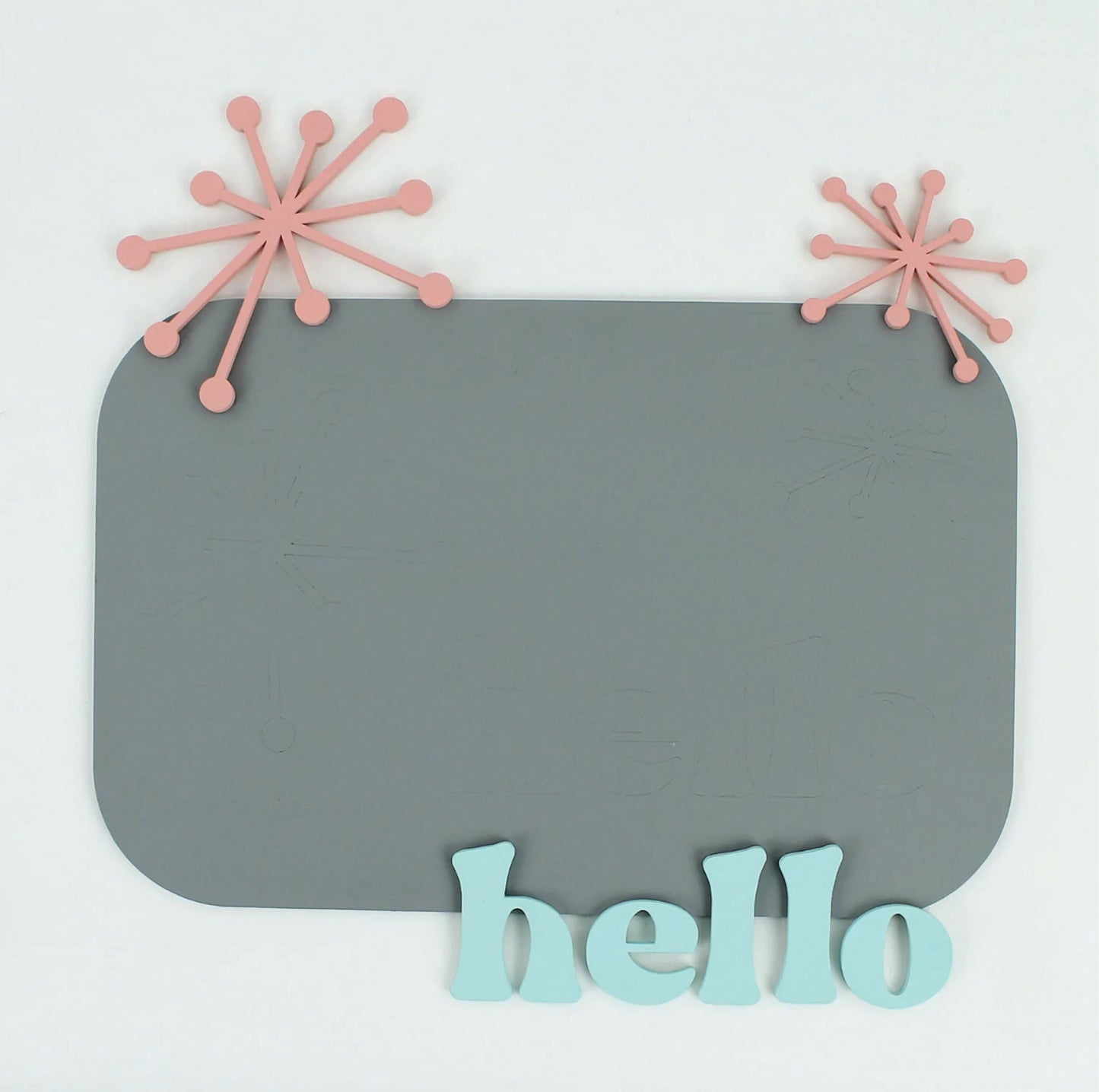 Retro Starburst Hello Wall Sign Rectangle Shelf Sitter | DIY Paint And Assembly | Wall Sign