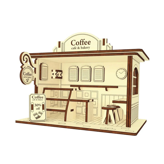 Coffee Cafe & Bakery Miniature | Assembly And Painting Required | Bookshelf Nook Insert