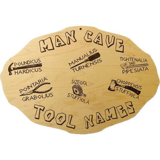 Funny and Cool Man Cave Tool Names Sign | Working From Home | Wall Decor