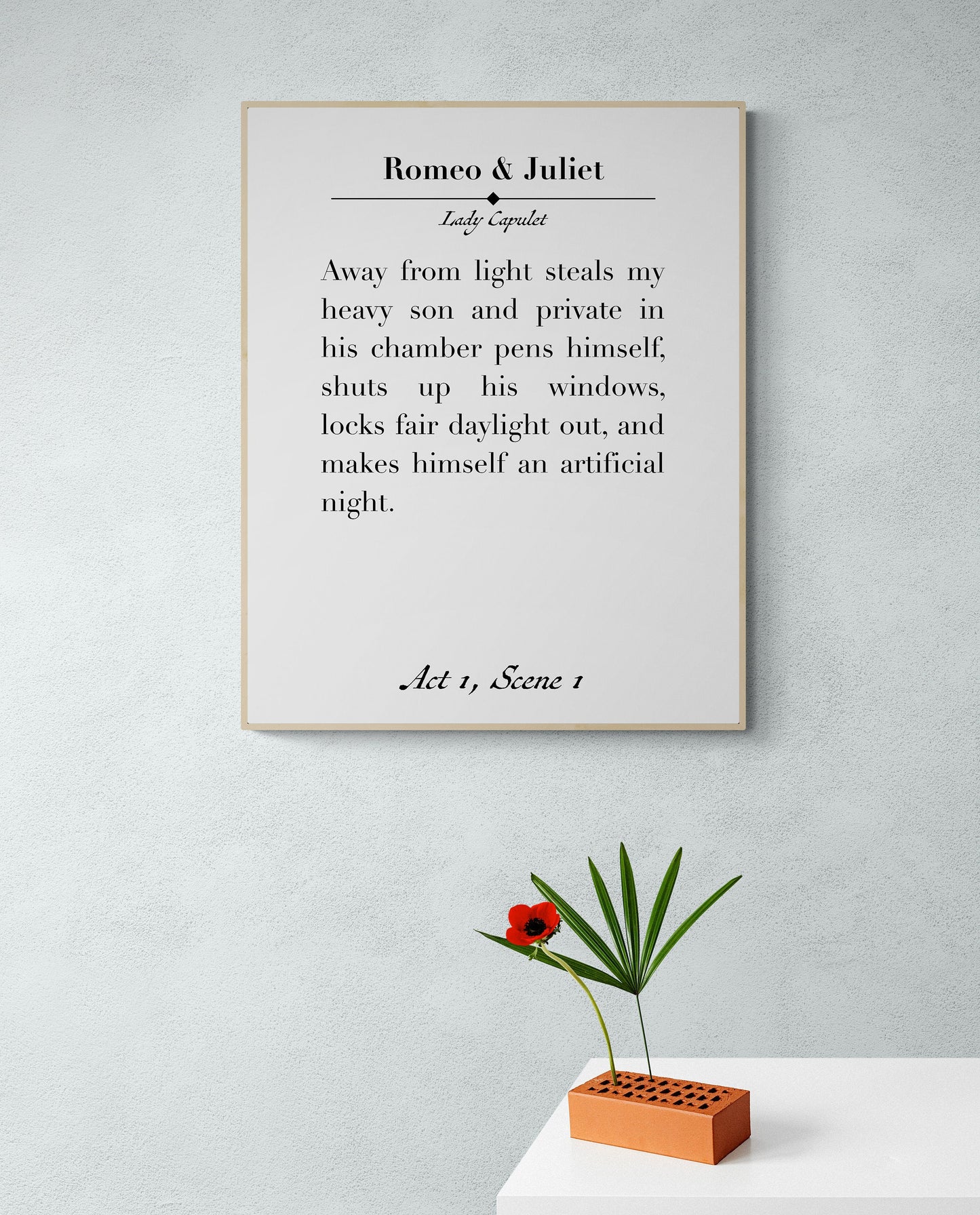 Away From Light Steals My Heavy Son | William Shakespeare | Romeo And Juliet | Literary Quote | Book Page | Art Print