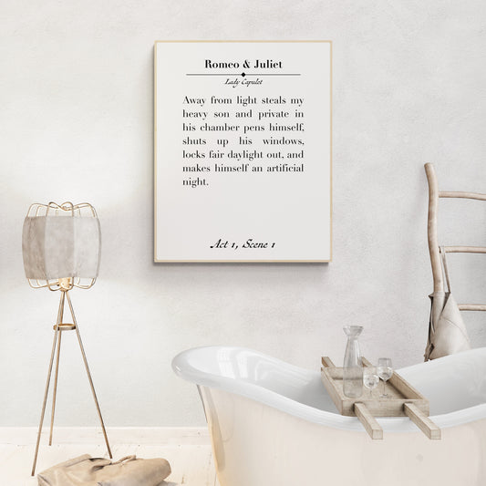 Away From Light Steals My Heavy Son | William Shakespeare | Romeo And Juliet | Literary Quote | Book Page | Art Print