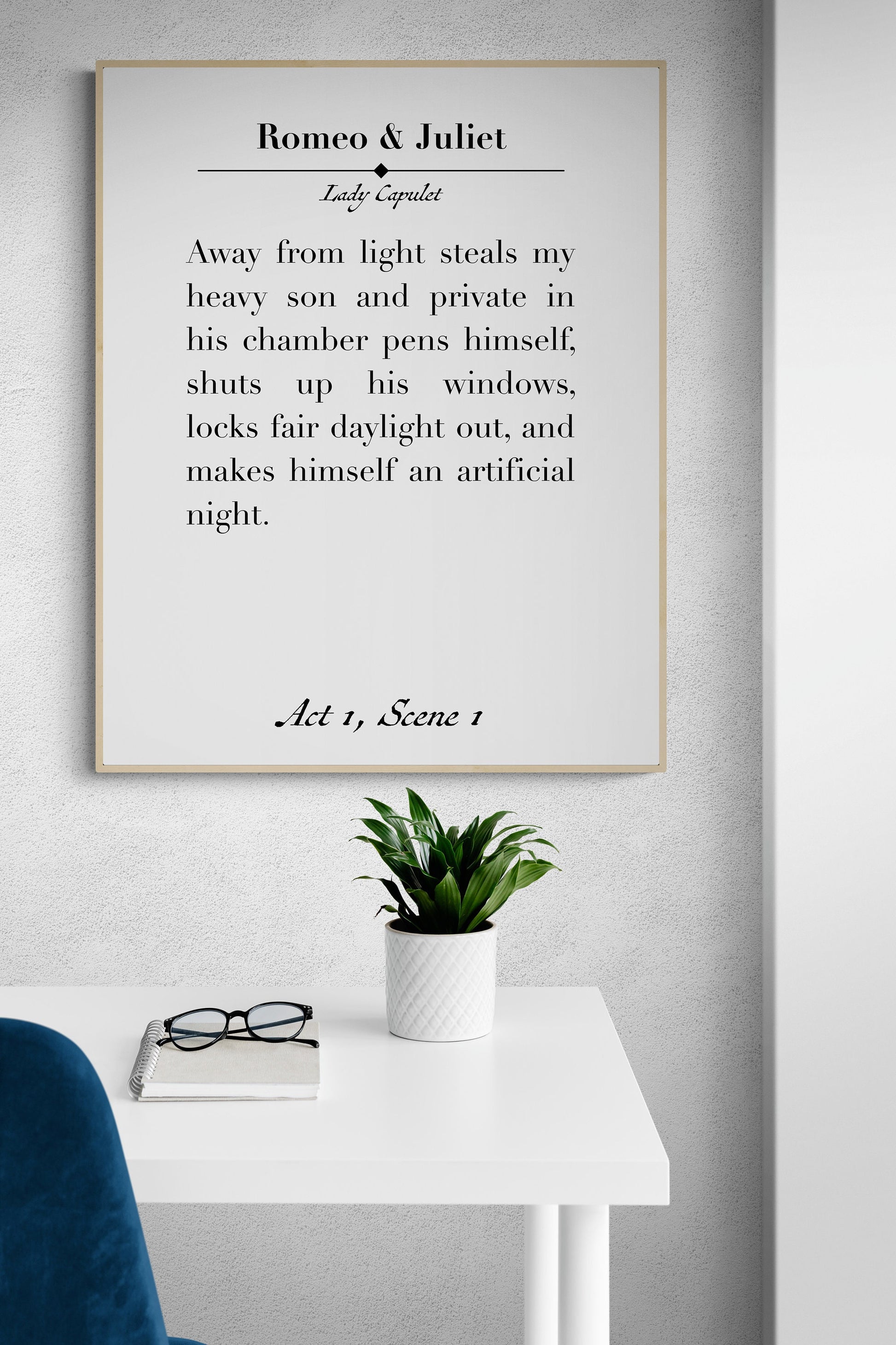 Away From Light Steals My Heavy Son | William Shakespeare | Romeo And Juliet | Literary Quote | Book Page | Art Print