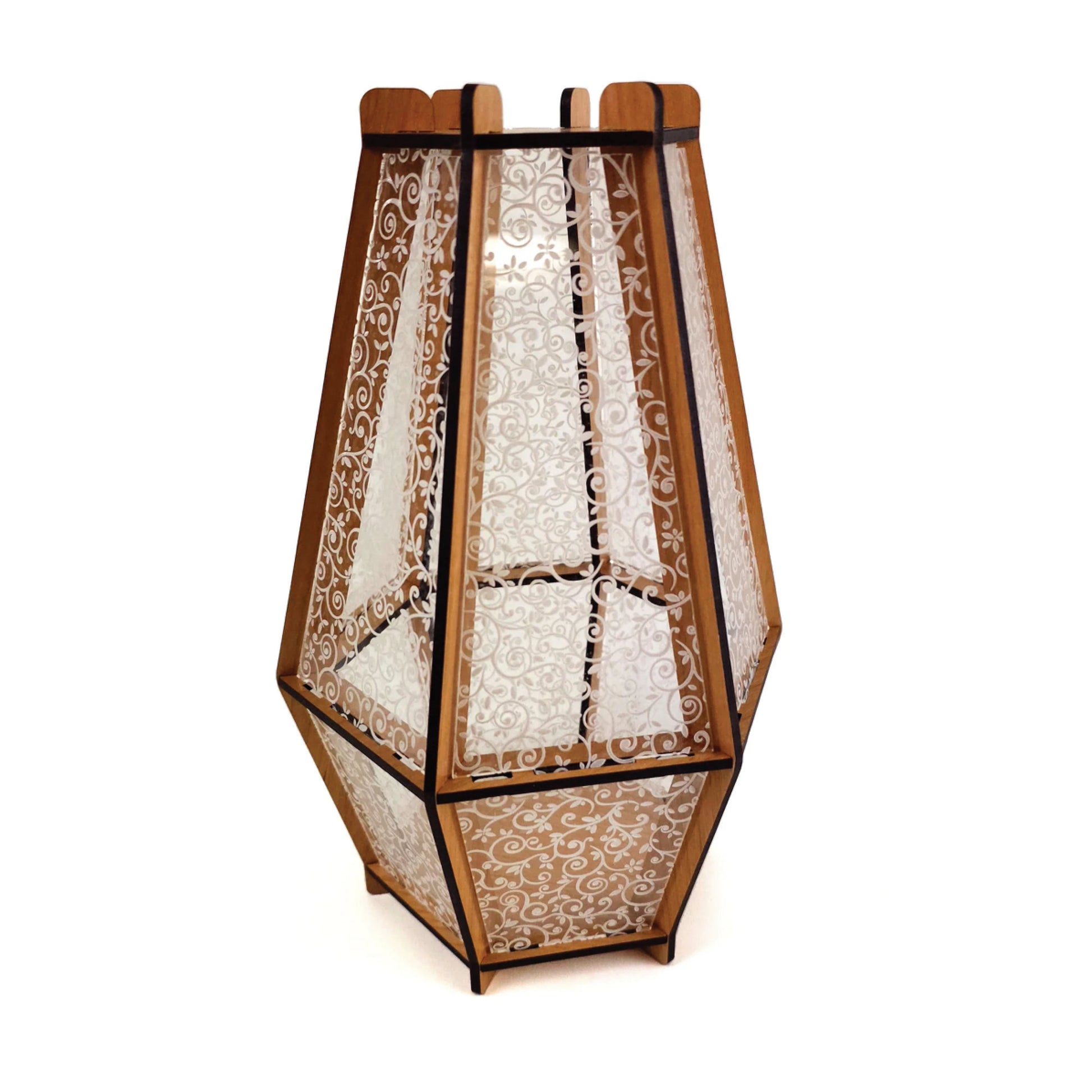 Decorative Faceted Tabletop Lantern | High Quality | Battery Candle or Fairy Lights | Assembly Required