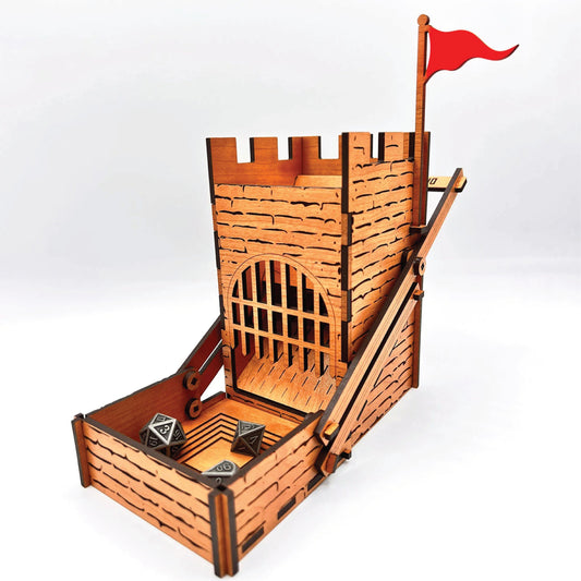 Castle Dice Tower with Elevator | DND | Dungeons and Dragons | DIY Paint Project | Completed Size: 7 x 4 x 8 in | Board Game Accessory