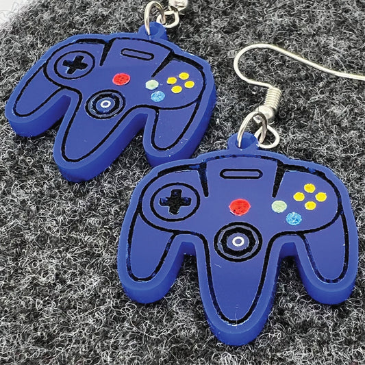 N64 Controller | Video Game Controller Player Gamer Earrings | Requires Painting