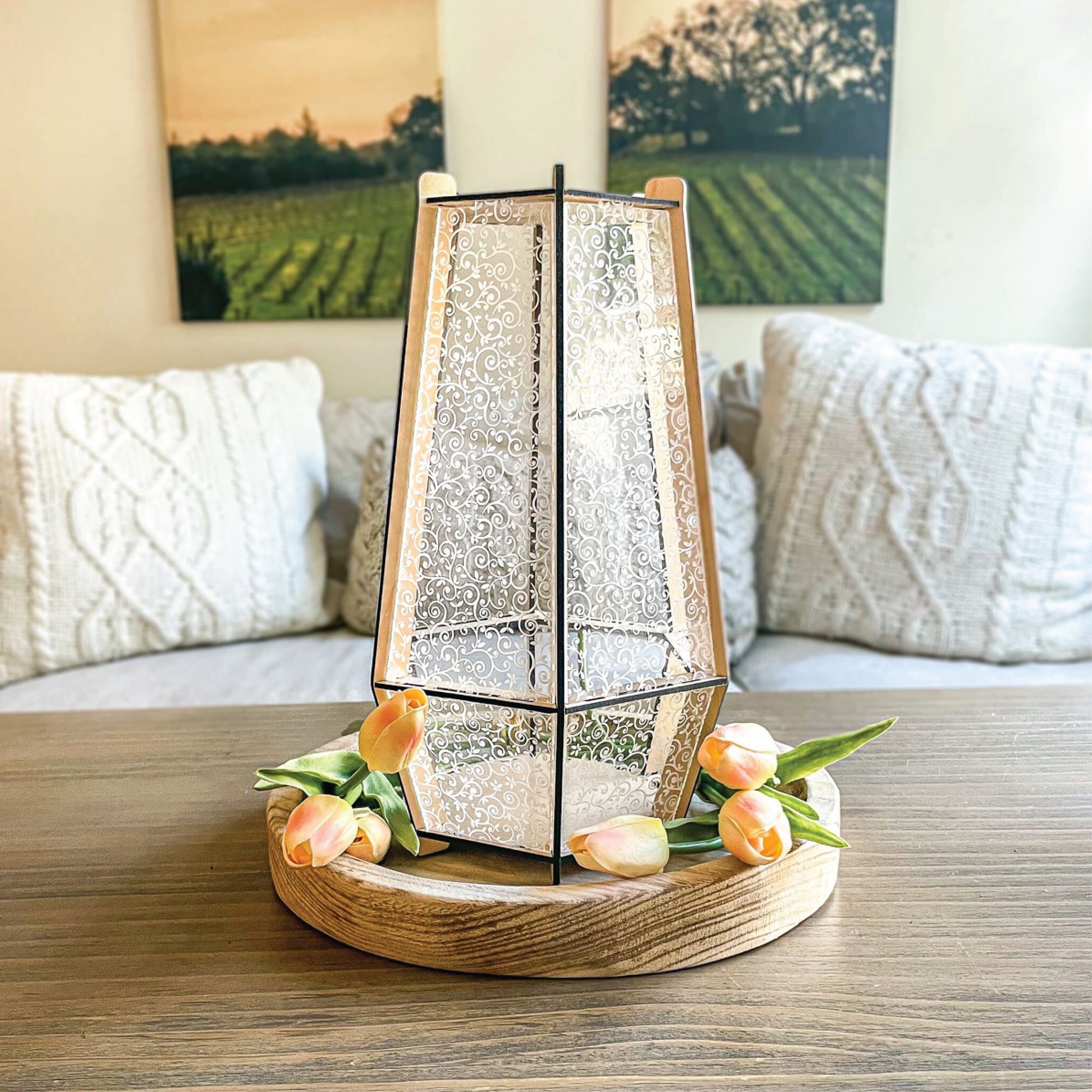 Decorative Faceted Tabletop Lantern | High Quality | Battery Candle or Fairy Lights | Assembly Required