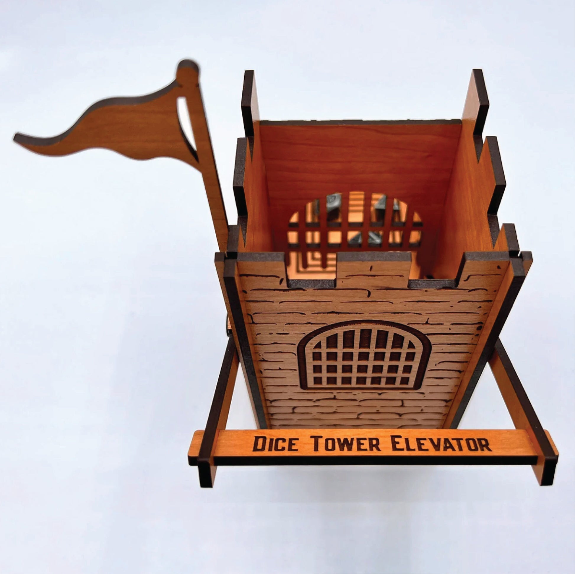Castle Dice Tower with Elevator | DND | Dungeons and Dragons | DIY Paint Project | Completed Size: 7 x 4 x 8 in | Board Game Accessory