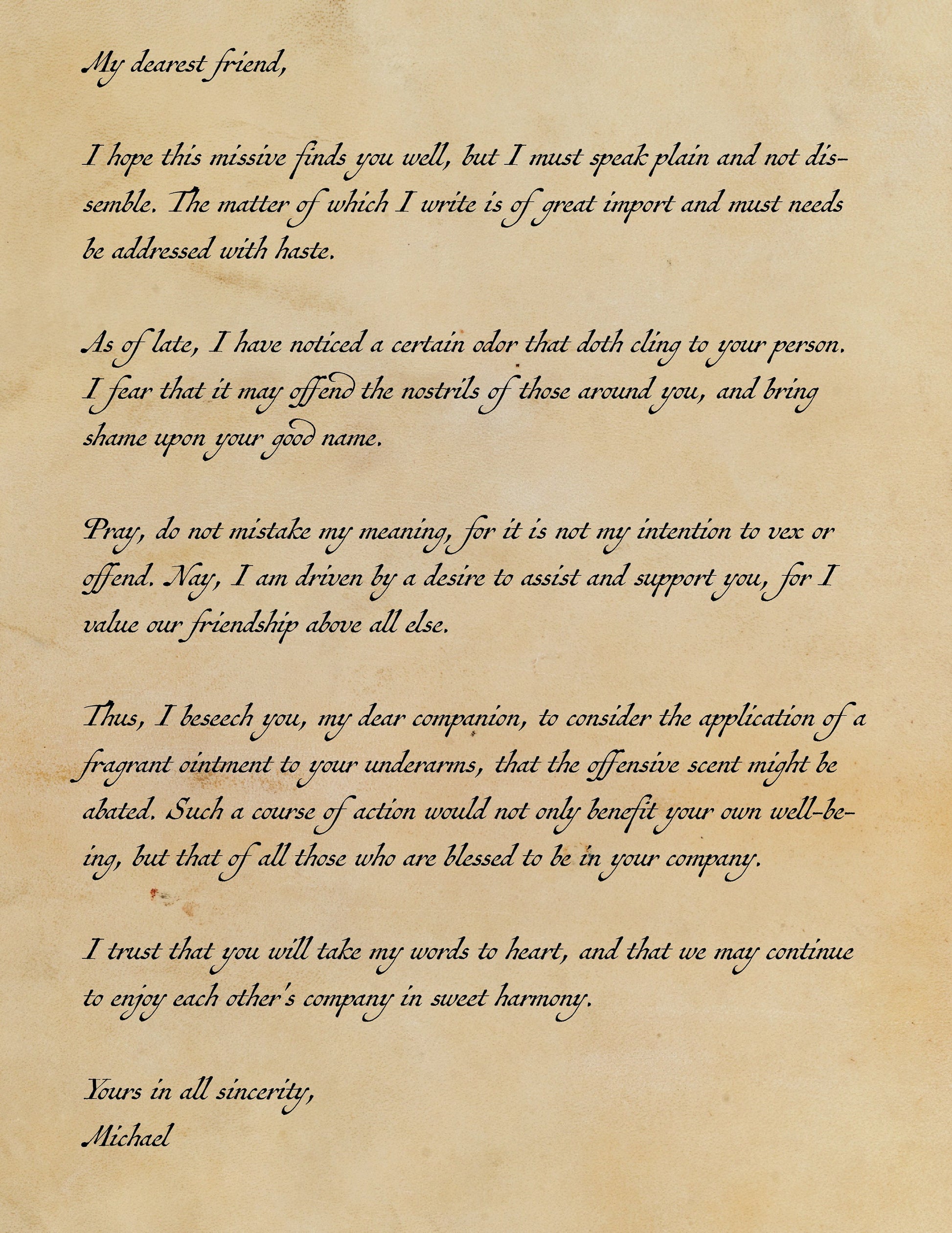Thou Art a Jester | Custom Humorous Shakespearean Letter to Thy Friend - Printable Digital Download
