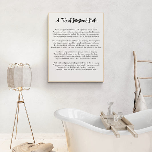 A Tale of Intestinal Strife | Shakespearean Style Sonnet | Bathroom Decor | Art Print