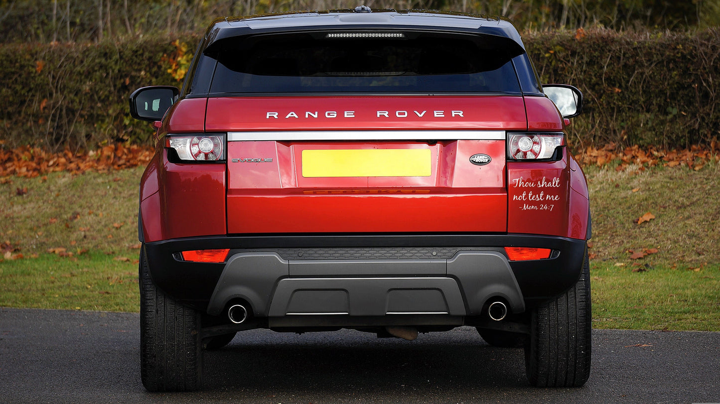 Thou Shalt Not Test Me | Mom 24:7 | Vinyl Car Decal | Mom | Mother | Family | Humor | Funny | Car | Van | Vinyl Sticker