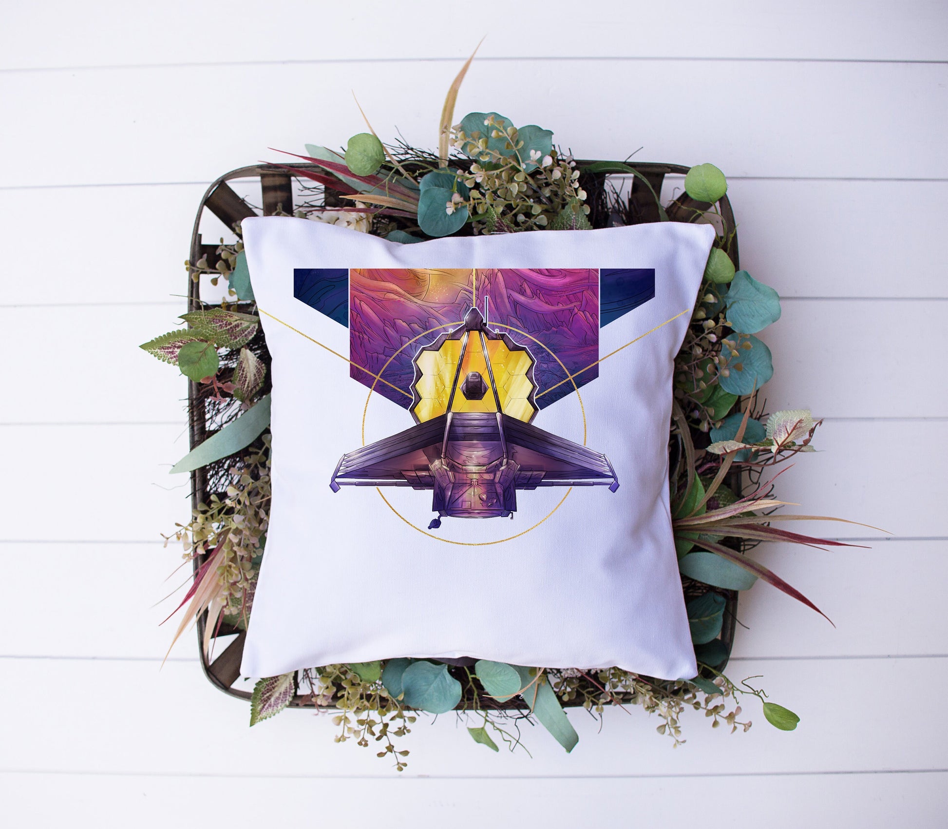 Webb Telescope Concept Design | NASA Artwork | Space Exploration | Decorative Pillow | Custom Designed | Made In The USA