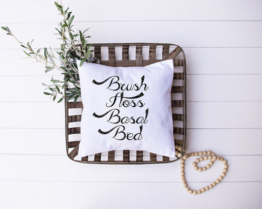 T1D Humor | Brush Floss Basal Bed | Diabetes | Decorative Pillow | Custom Designed | Made In The USA