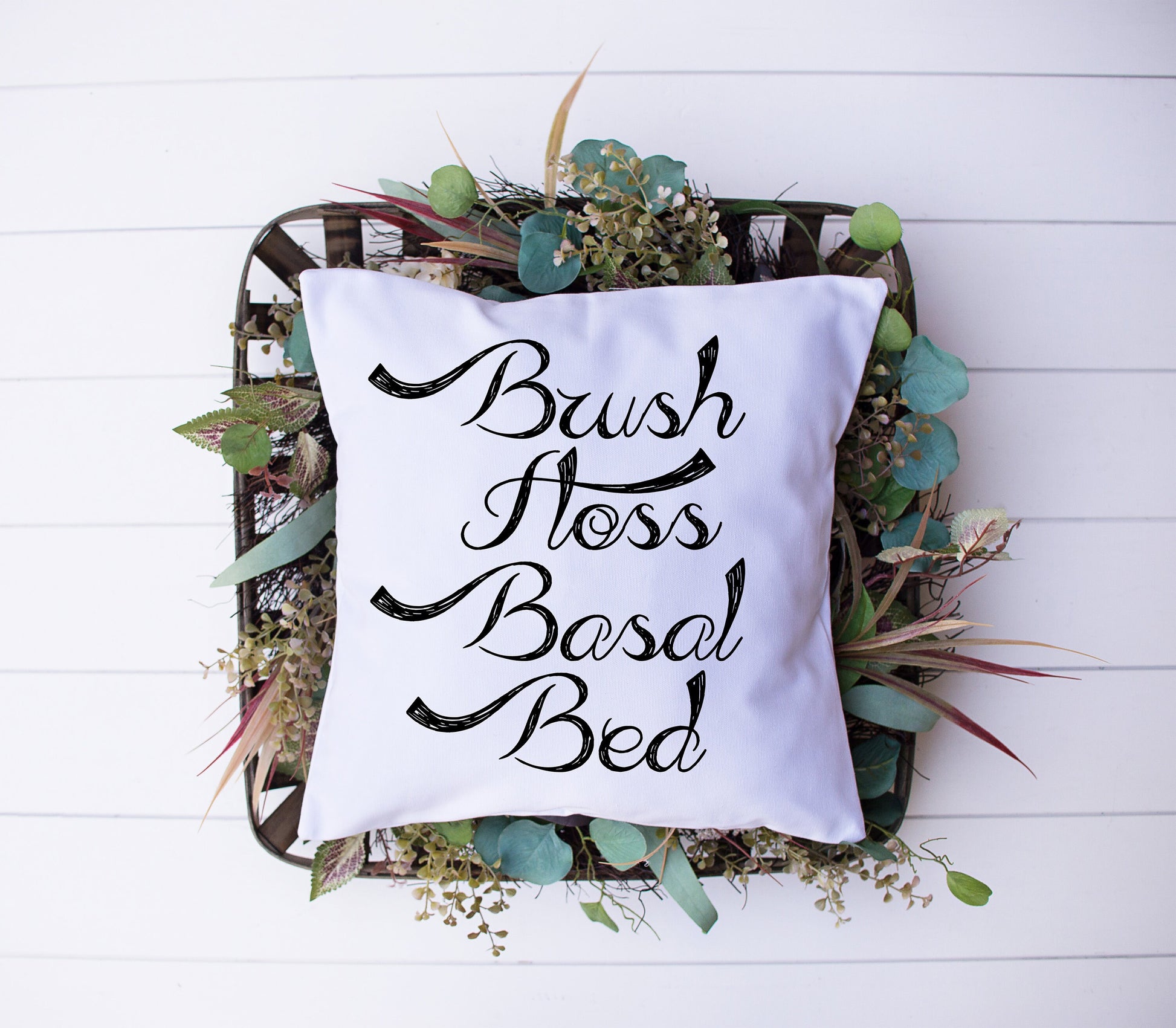 T1D Humor | Brush Floss Basal Bed | Diabetes | Decorative Pillow | Custom Designed | Made In The USA