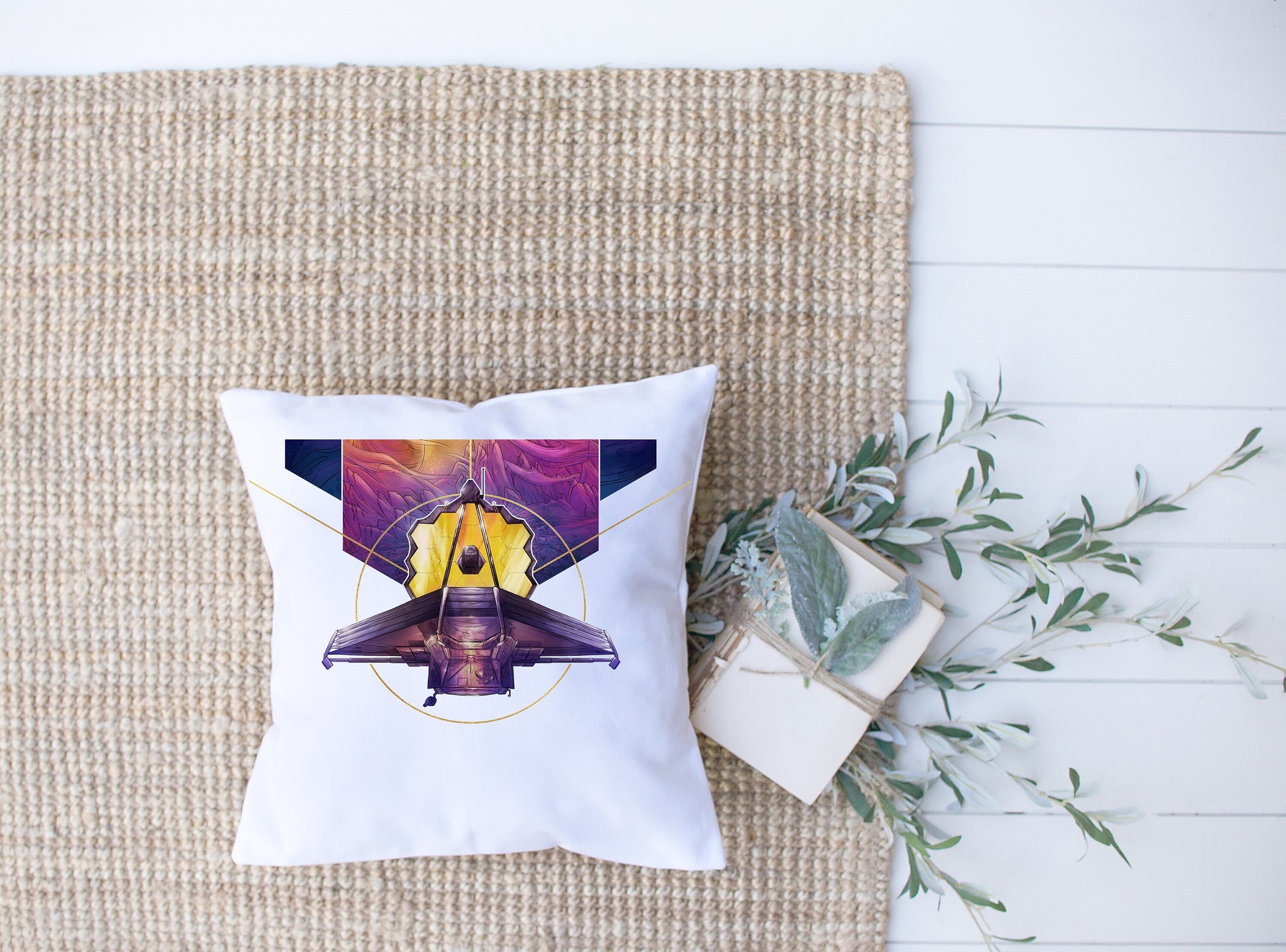 Webb Telescope Concept Design | NASA Artwork | Space Exploration | Decorative Pillow | Custom Designed | Made In The USA