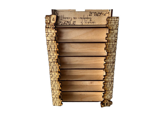 Library Book Shelf Model Kit | Completed Size: 8.5"H x 4.5"W x 1" D | Mini Bookcase | Laser cut | Handmade | Assembly Required