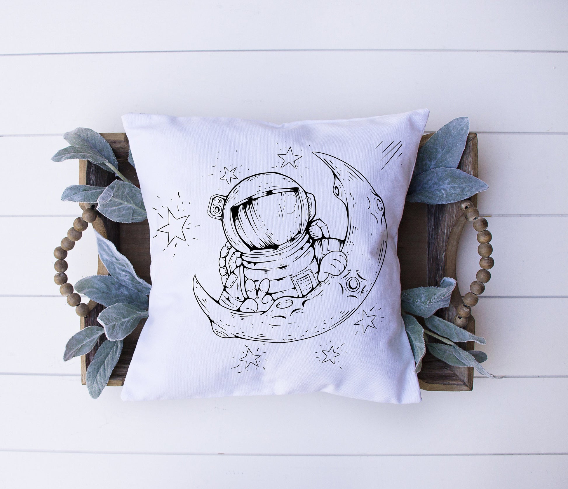 Astronaut Over The Moon | Decorative Pillow | Custom Designed | Made In The USA