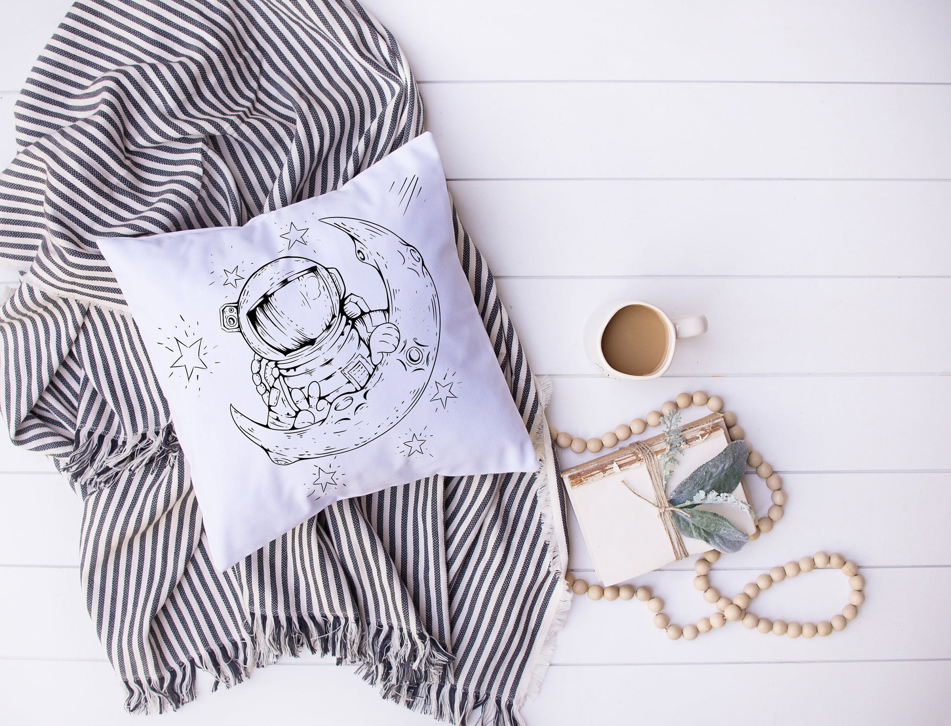 Astronaut Over The Moon | Decorative Pillow | Custom Designed | Made In The USA