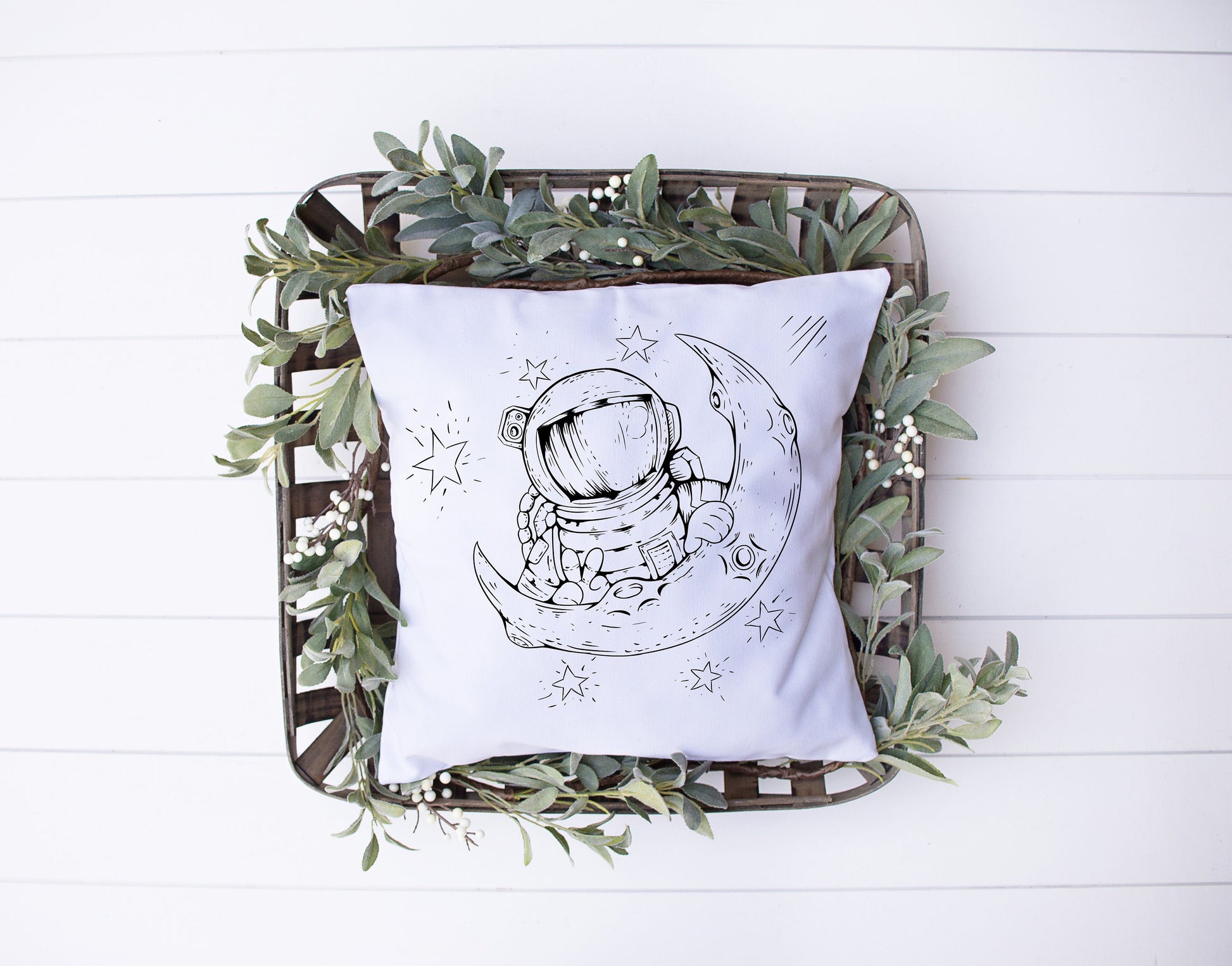 Astronaut Over The Moon | Decorative Pillow | Custom Designed | Made In The USA