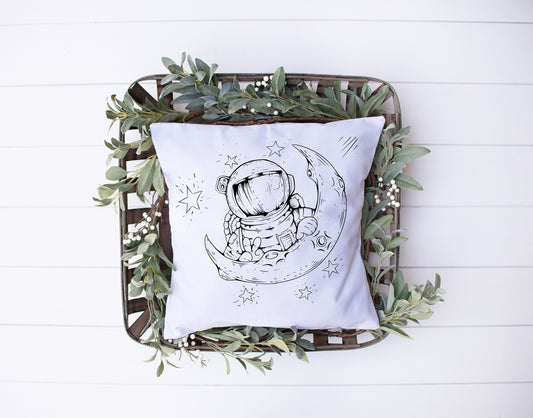 Astronaut Over The Moon | Decorative Pillow | Custom Designed | Made In The USA